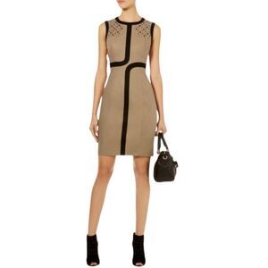 Karen Millen Dress Cotton Eyelet Grommet Khaki 8